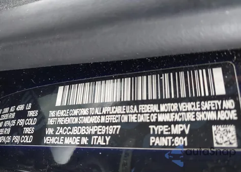 2017 Jeep Renegade Limited 4X4 from USA, damaged, VIN ZACCJBDB3HPE91977